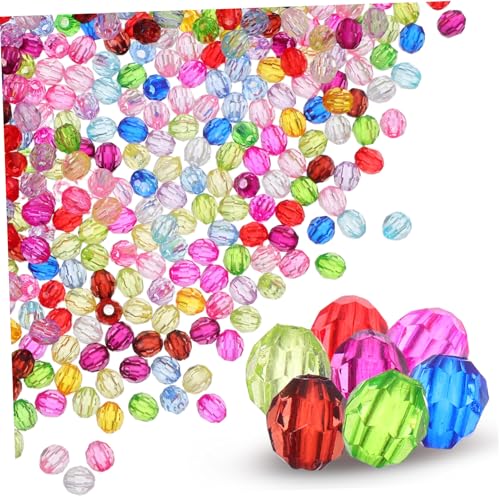 LIFKOME Facettierte Kunststoffperlen Rund Bunte Spacer Perlen für DIY Schmuckherstellung Armbänder Halsketten Ohrringe Bastelprojekte Leicht zu Fädeln von LIFKOME