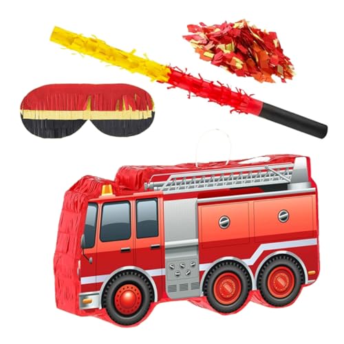 LIFKOME Feuerwehr Party Pinata mit Candy Füllung Leicht Hängbar Augenbinde und Schläger Interaktives für Jungen Geburtstag und Feuerwehr Mottoparty Dekoration von LIFKOME