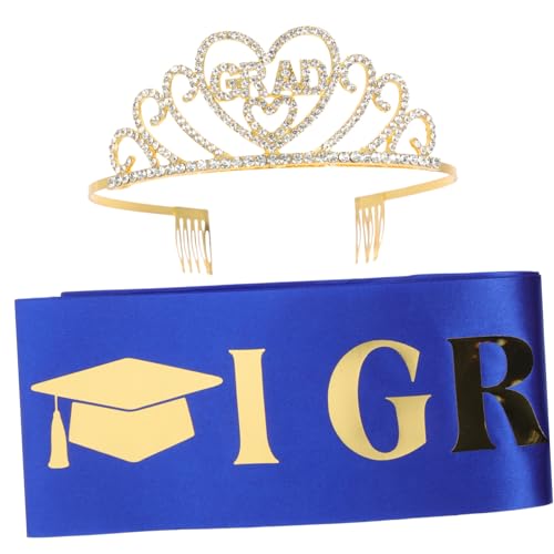 LIFKOME Graduation Party Set Teilig Sash und Haarkrone mit Kamm Abschlussfeier Dekoration Studentenschärpe Komfortabel und rutschfest für Schulabschluss und Abi Feier von LIFKOME