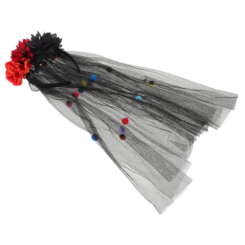 LIFKOME Halloween Tag der Toten Haarreif mit Schleier Gothic Blumenschmuck und Dunklem Schleier Vielseitiges Accessoire für Halloween Day Of The Dead Gothic-partys und Maskenbälle von LIFKOME