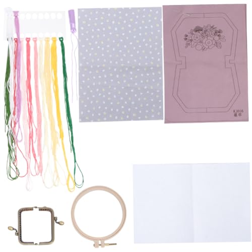 LIFKOME Handgemachte Blumenmuster Geldbörse Diy Stickset Hochwertigem Canvas für Erwachsene Langlebige Materialien Violett von LIFKOME