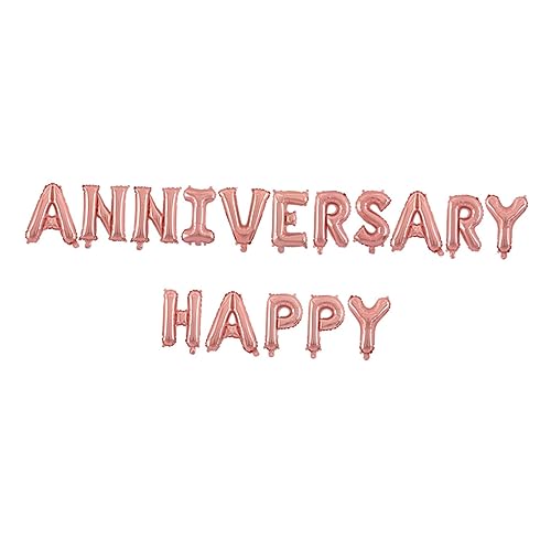 LIFKOME Happy Anniversary Luftballons Set aus Aluminium für Hochzeitsfeiern Roségold Dekorative Buchstabenballons für Jubiläumsfeiern und Partys von LIFKOME