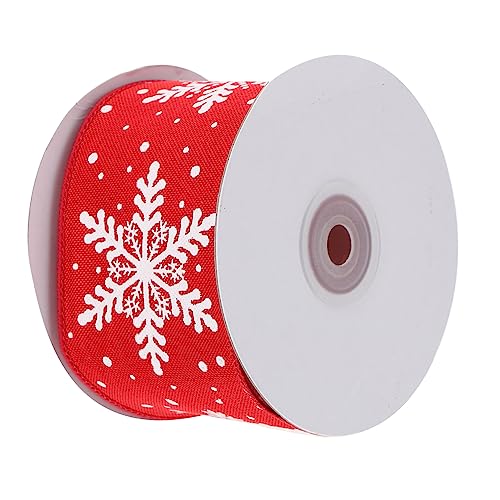 LIFKOME Hochwertiges Weihnachtsband für Yards Dekorationsband Hochwertigem Leinenimitat mit Schneeflocken Muster für Festliche Anlässe DIY Bastelprojekte und Hochzeiten von LIFKOME