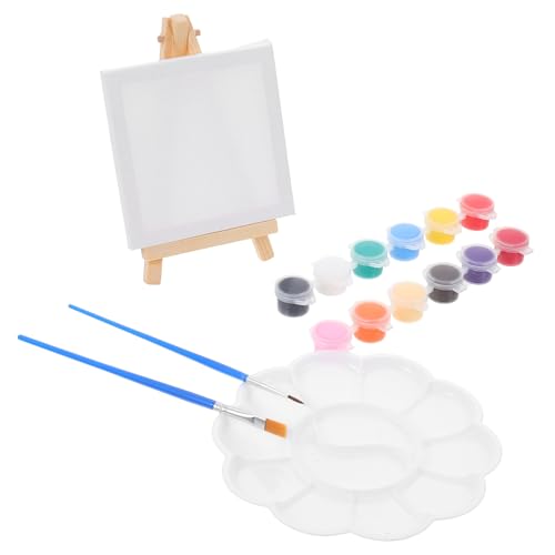 LIFKOME Holz display rack mit Mini staffelei DIY Malset für Acrylfarben und Leinwand Vielseitig Einsetzbar für Erwachsene zum Malen Präsentieren und Basteln von LIFKOME