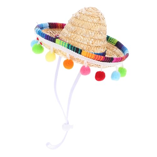 LIFKOME Mexikanischer Sombrero Strohhut mit Kinnriemen Leichter Partyhut mit Pompons Atmungsaktiv und Komfortabel für Karneval Kostüm Puppen und Dekoration von LIFKOME