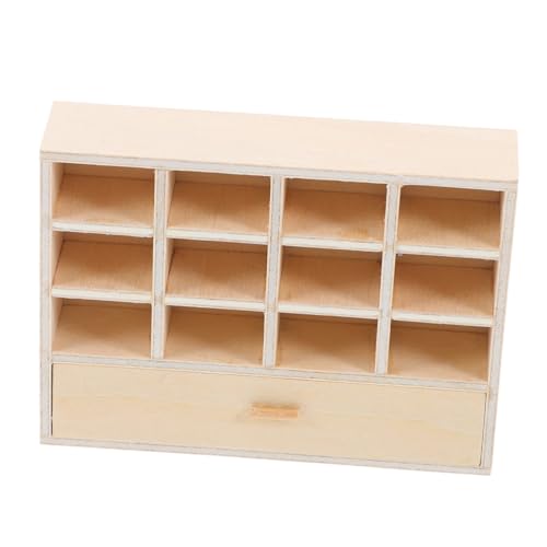 LIFKOME Miniatur Aufbewahrungsschrank aus Unbehandeltem Holz mit Schubladen Multifunktionales Miniaturmöbel für Puppenhaus Platzsparend mit Mehreren Fächern für Wohnzimmer und von LIFKOME