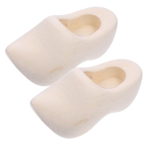 LIFKOME Miniatur Holzschuhe aus Naturbelassenem Holz DIY Blanko Clogs Puppenhaus Zubehör Handbemalbar Kreative Bastelidee Dekoration für Puppenhaus und Kunsthandwerk von LIFKOME