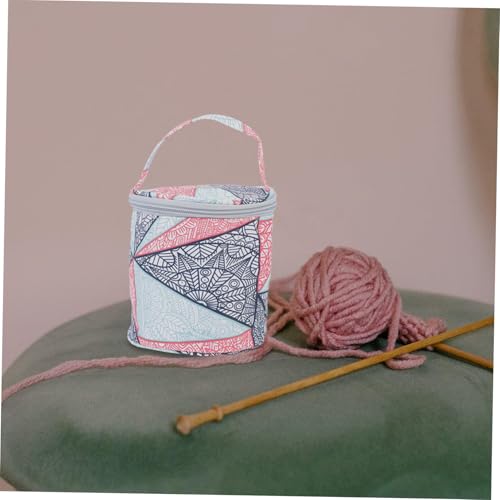 LIFKOME Oxford Tasche mit Geometrischem Muster Verschließbar Tragbar Robust Kleine Aufbewahrung für Häkelzubehör und Strickutensilien für Handarbeit und Wollprojekte von LIFKOME