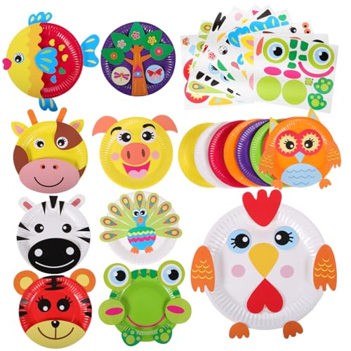 LIFKOME Pappteller Sticker für DIY Basteln mit Tiermotiven Robustes Bastelset für Jungen Mädchen Kindergarten Kindergartenalter Jahre Kreative Handarbeit von LIFKOME