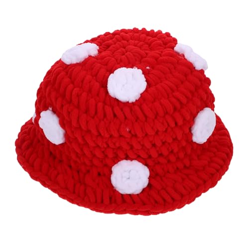 LIFKOME Party Mütze Pilzform Rotes Strickmütze Accessoire für Damen Herren Outdoor Party Bühnenfotografie von LIFKOME