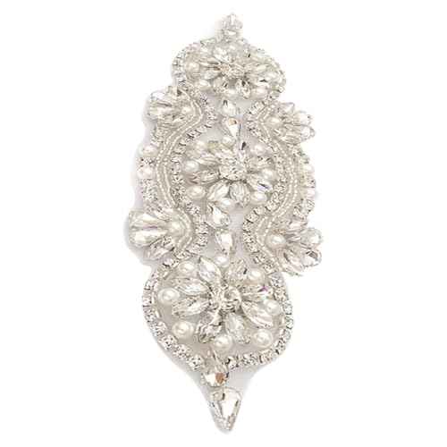 LIFKOME Perlen Applikation mit Strass Selbstklebend Elegant für Brautgürtel und Hochzeitsdeko Vielseitig für Kleid Stirnband Tasche DIY Schmuckverzierung Langlebig mit Strahlendem Glanz von LIFKOME