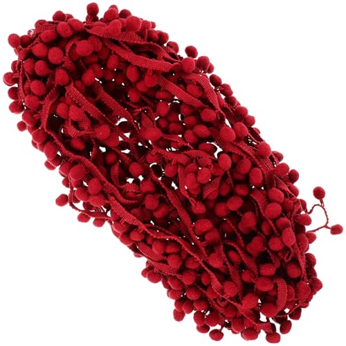 LIFKOME Pomponborte zum Nähen Dekorative Bommelbänder in Weinrot Weiche Pom Pom Fransenborte für Kleidung DIY Basteln und Heimdekoration Breit von LIFKOME