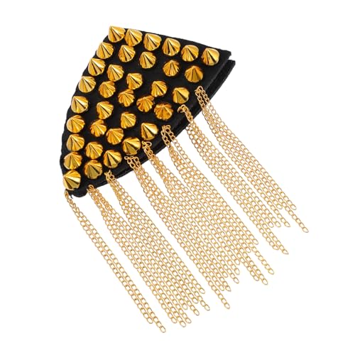 LIFKOME Rivetten Schulterklappe mit Quasten Kette Modische Goldfarbene Epaulette für Uniform Vintage Punk Stil Langlebiges Material Auffällige Schulterdekoration für Karneval und Festival von LIFKOME