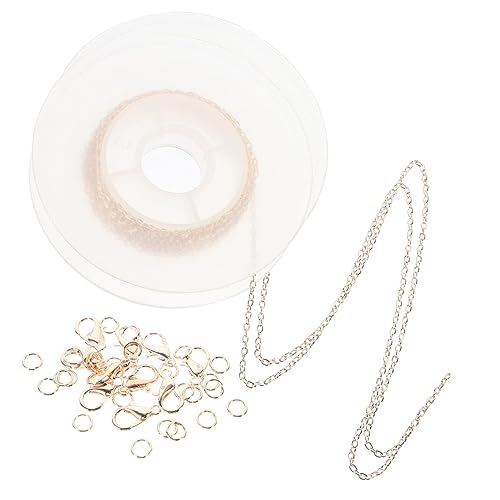 LIFKOME Roségoldene Eisenkette mit Karabinerverschluss und Biegeringen DIY Schmuckketten für Halsketten und Armbänder Langlebiges Farbbeständiges Zubehör für Schmuckherstellung von LIFKOME