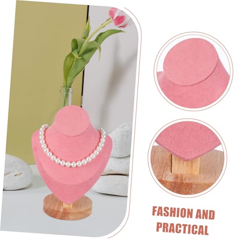 LIFKOME Schmuckständer Halskettenhalter mit Holzsockel Dekorative Mannequin büste Kompakt und Platzsparend Rosa Schmuckorganizer für Anhänger für Shop und Events von LIFKOME
