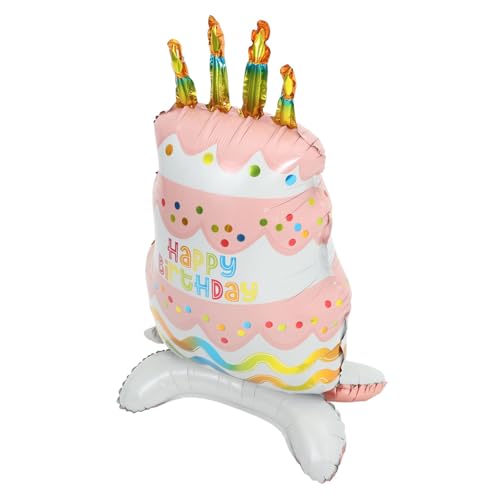 LIFKOME Stehender Happy Birthday Cake Folienballon mit Basis Kuchen Design für Geburtstagsfeiern Kreative Dekoration für Partys Einfache Handhabung Langlebig und Benutzerfreundlich von LIFKOME