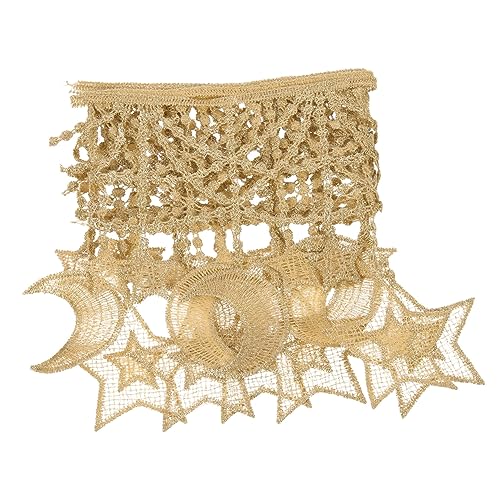 LIFKOME Stern Mond Spitze für Kleider Dekorative Nähquasten für Handarbeiten Langer Goldfarbener Spitzenrand für Kleidung und Accessoires von LIFKOME