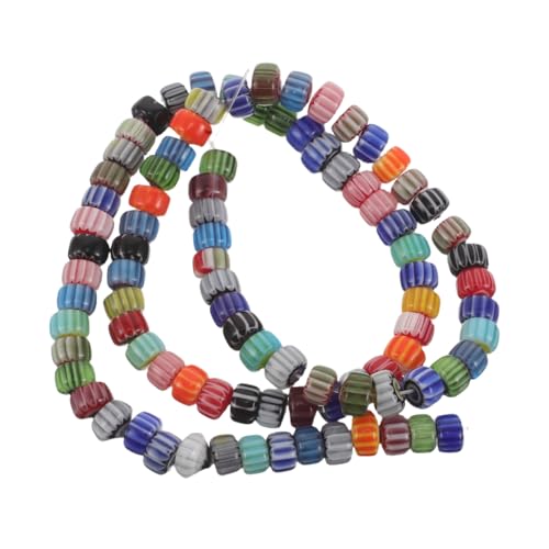 LIFKOME Strang Bunte Glasperlen für Schmuckherstellung Gestreifte Kürbis-charms Lose Perlen für Halsketten und Armbänder DIY Schmuckzubehör Farbenfrohe Handgefertigte Glasperlen von LIFKOME