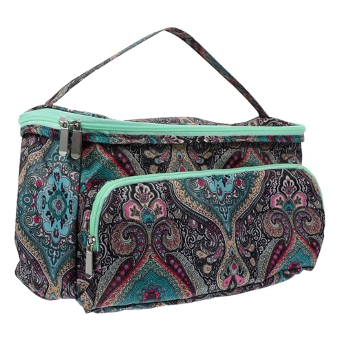 LIFKOME Strickwerkzeug Aufbewahrungstasche Tragbare Häkelhaken Organizer mit Reißverschluss Dekorative Wolltasche für Strickprojekte für Unterwegs Aufbewahrung von Handarbeitszubehör von LIFKOME
