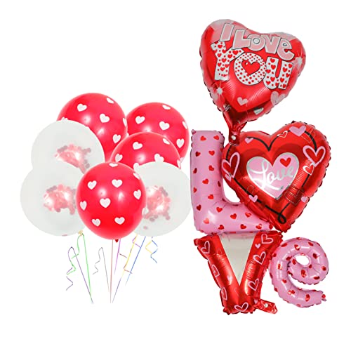 LIFKOME Valentinstag Aluminiumfolie Ballon Set Dekoratives Herzballon Dekorationskit Für Hochzeiten Und Partys Teiliges Set Love You von LIFKOME
