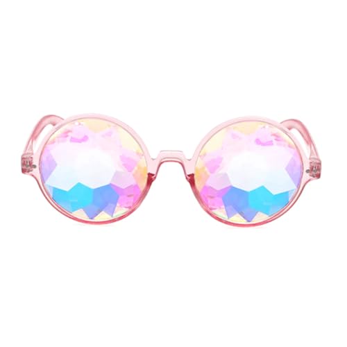 LIFKOME Gläser mit Kristalllinsen Sonnenbrille begeisterte Brille Kristallgläser Hawaiianische Brille Abschlussball Brille lustig Rave-Brille Kaleidoskop-Brille Steampunk Zubehör Rosa von LIFKOME