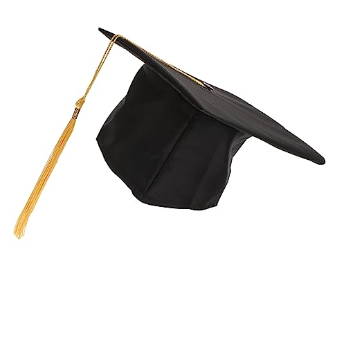 LIFKOME Verstellbarer Abschlusshut für Erwachsene mit Gelber Quaste Schwarzer Polyester Bachelor Mütze Einstellbar für Studenten für Abschlussfeiern und Kostüme von LIFKOME