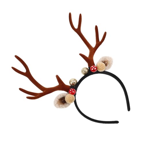 LIFKOME Weihnachtlicher Rentiergeweih Haarreif mit Großen Braunen Geweihen und Tannenzapfen anhängern Stabiles Stirnband für Damen und Festlicher Haarschmuck für Weihnachtsfeiern und von LIFKOME