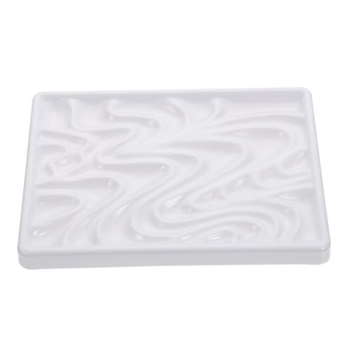 LIFKOME Wellenförmige Pigment mischpalette aus Keramik imitat Mehrfachlochiges Design Wiederverwendbar Leicht zu Reinigen Künstlerisches Malbrett für Schüler und Künstler von LIFKOME