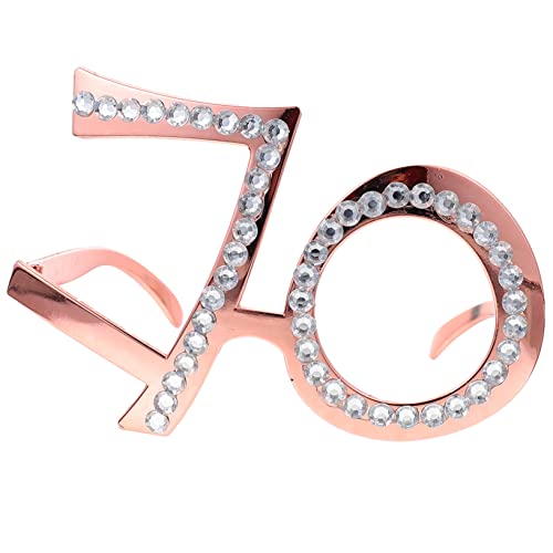 LIFKOME geburtstagsfeier brille Brillen zum 70. Geburtstag Party-Brille Gläser 70. Geburtstagsfeier 70er faschingsbrille karnevalsbrille Geburtstagsbrille Zahlenbrille prop Stk Rose Gold von LIFKOME