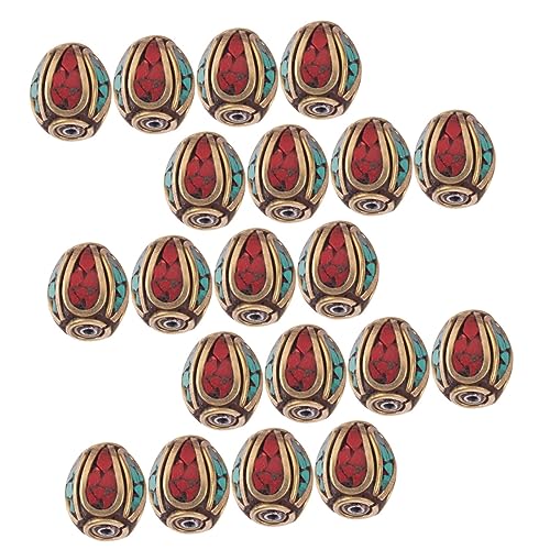 LIGHTAOTAO 1 Satz Handgemachte Buddha Spacer Perlen Messing Mit Türkis Antike Tibetische Schmuckperlen Für Diy Und Armbänder Für Bastelprojekte Und Persönliche 20 Stück von LIGHTAOTAO