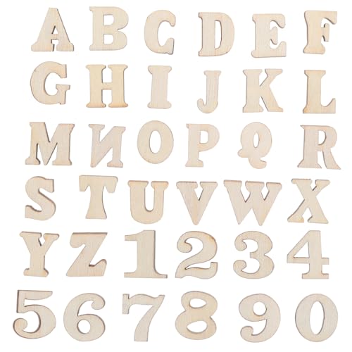 LIGHTAOTAO 1 Satz Holzbuchstaben Und Zahlen Set Naturbelassenes Bastelmaterial Für Diy Kunstprojekte Langlebige Holzteile Für Heimdekoration Kindergarten Und Schulgebrauch 200 Stück von LIGHTAOTAO