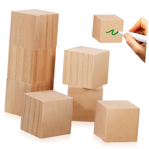 LIGHTAOTAO 10 Stück Quadratische Holzblöcke aus Naturbelassenem Kiefernholz Unvollendete Bastelwürfel zum Bemalen und Puzzleherstellung Kinderfreundliche DIY Holzklötzchen für Kreatives von LIGHTAOTAO