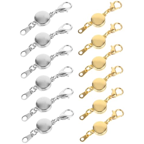 LIGHTAOTAO 12 Stück Teiliges Magnetische Halsketten Verschlüsse Runde Flache Lobster Clasps in Silber und Gold Einfache Montage für DIY Schmuckherstellung und Armbänder Praktische Schmuck von LIGHTAOTAO