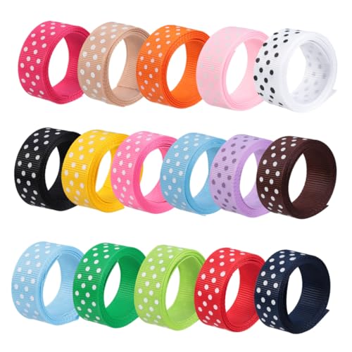 LIGHTAOTAO 16Stücke Polyester Grosgrain Band mit Dots DIY Haarschmuck und Geschenkverpackung Dekoration für Handarbeiten und Kreative Projekte von LIGHTAOTAO