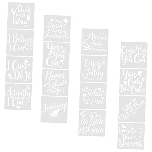 LIGHTAOTAO 16Stücke Teiliges Motivierende Schablonen für Wiederverwendbare Kunststoffmalvorlagen für DIY Projekte Scrapbooking und Wandgestaltung von LIGHTAOTAO