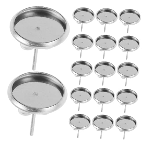 LIGHTAOTAO 180 Stück Runde Cabochon Ohrringrohlinge Ohrring Lünettentablett Zur Schmuckherstellung Flache Ohrringtabletts DIY Ohrringtablett Basis Edelstahl Ohrring Lünettentabletts von LIGHTAOTAO