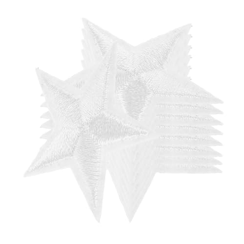 LIGHTAOTAO 24 Stück Teiliges Stern Aufnäher zum Aufbügeln Bestickte Weiße Polyester Patches mit Fünfzackigem Stern Strapazierfähig und Farbecht für Schuhe Hüte Kleidung und DIY Dekoration von LIGHTAOTAO