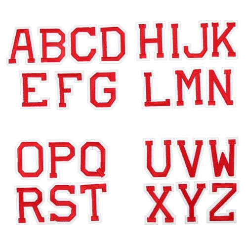 LIGHTAOTAO 26Stücke Teiliges Alphabet Patch Aufbügelbare Rote Stickerei Patches für Kleidung Taschen Hüte und Mehr A Z Flicken für DIY und Anpassung von LIGHTAOTAO