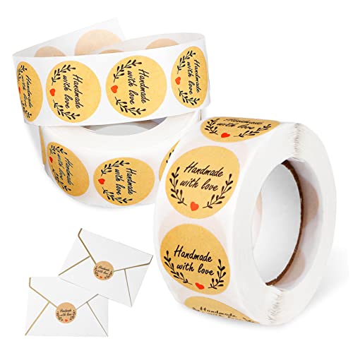LIGHTAOTAO 2Rollen Runde Kraftpapier Aufkleber Selbstklebende für Bäckerei Verpackung von Handarbeiten und Lebensmittel von LIGHTAOTAO