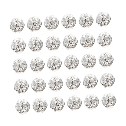 LIGHTAOTAO 30 Stück DIY Perlen mit Löchern Sphärische Kristallperlen für Schmuckherstellung Silber Bastelzubehör für Armbänder und LIGHTAOTAO 30 Stück DIY Perlen mit Löchern Sphärische Kristallperlen für Schmuckherstellung Silber Bastelzubehör für Armbänder und von LIGHTAOTAO