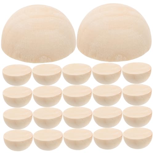 LIGHTAOTAO 30 Stück Unvollendete Halbkugeln Holz Mini Hemisphere Bastelkugeln Hellgelb für Kreative DIY Projekte Bastelbedarf zum Bemalen und Dekorieren von LIGHTAOTAO