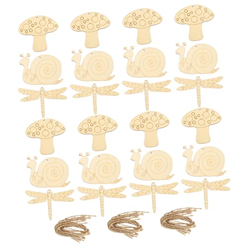 LIGHTAOTAO 30Stücke Holzscheiben DIY Bastelset Schnecken Drachenfliegen und Pilzform Unbehandelte Holzchips für Handarbeiten für Erwachsene pro Design von LIGHTAOTAO