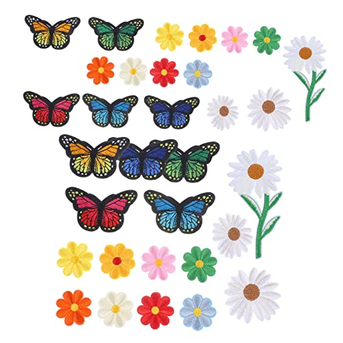 LIGHTAOTAO 39 Stück Teiliges Bügelbild Bestickte Applikationen mit Blumen und Schmetterlingen Langlebige DIY Patches zum Aufbügeln für Kleidung Jeans Rucksäcke und Textilien Vielseitig von LIGHTAOTAO