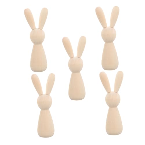 LIGHTAOTAO 5 Stück Teiliges Naturfarbene Unbemalte Holz Hasenfiguren DIY Mini Holzhandwerk für Tischdekoration Kreative Osterhasen zum Bemalen Kompakte Hasen Deko für Party und von LIGHTAOTAO