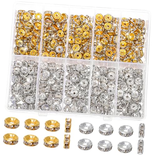 LIGHTAOTAO 600 Stück Schmuck Spacer Perlen mit Strassverzierung Langlebige Bastelperlen für Armbänder Große Bohrung DIY Schmuckherstellung Zubehör Vielseitig Einsetzbar für Perlen Armbänder von LIGHTAOTAO