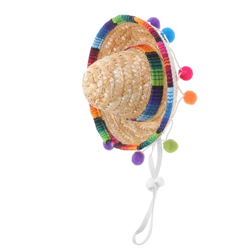 LIGHTAOTAO Kleiner Mexikanischer Sombrero aus Gewebtem Stroh mit Kinnriemen Leichter Partyhut für Karneval Kostüm und Dekoration Stilvolles Accessoire für Motto und Themenpartys von LIGHTAOTAO