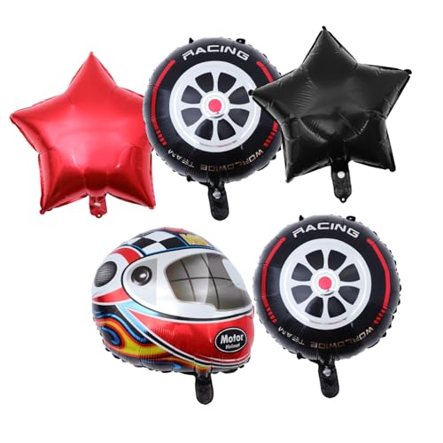LIGHTAOTAO Racing Car Folienballons Set Helm Reifen Teilig Aluminiumfolie Party Deko Jungen Geburtstag Rennauto Themen Partyzubehör Wiederverwendbar Leicht Aufblasbar von LIGHTAOTAO