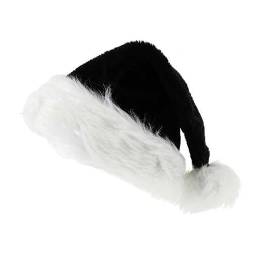 LIGHTAOTAO Schwarzer Plüsch Weihnachtsmütze Halloween Party Hut Cosplay Kostümaccessoire Rutschfest für Karneval Festliche Anlässe von LIGHTAOTAO