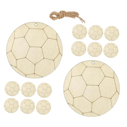 LIGHTAOTAO Unbehandelte Holzscheiben Fußballform DIY Bastelset Holzblöcke zum Bemalen und Gestalten für Sportparty Dekoration Fußballhänger Holzanhänger von LIGHTAOTAO