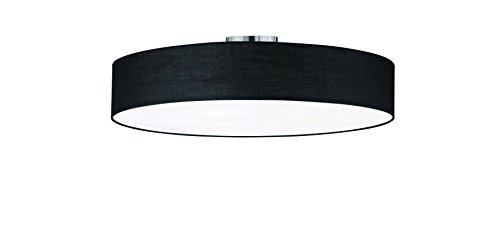 lightling modern Deckenleuchte in nickel matt, Stoffschirm schwarz, 5 x E27 max. 60W, ø 65 cm, Höhe: 17 cm von lightling